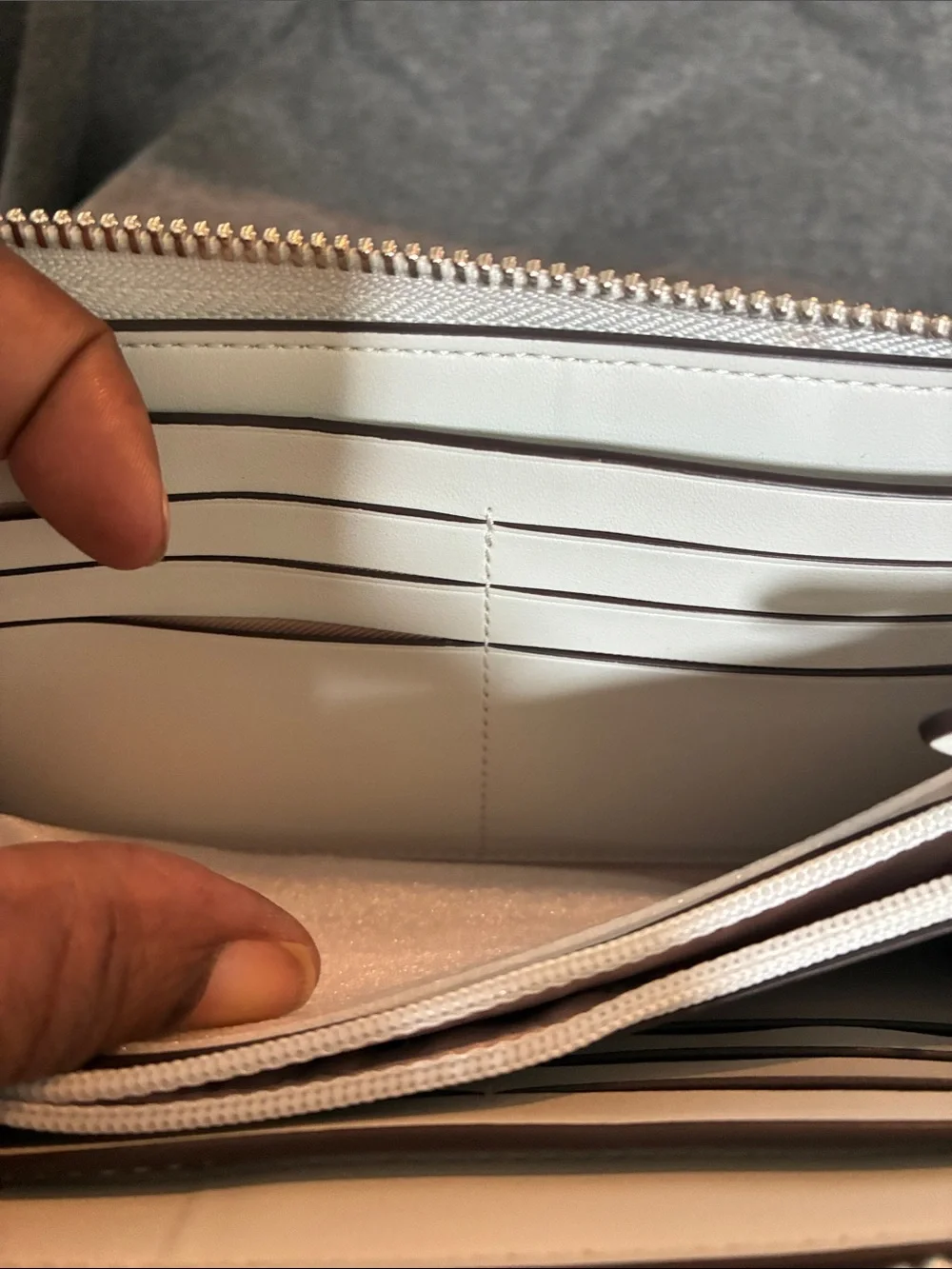 kate spade Metallic Silver Zip-Around Wallet